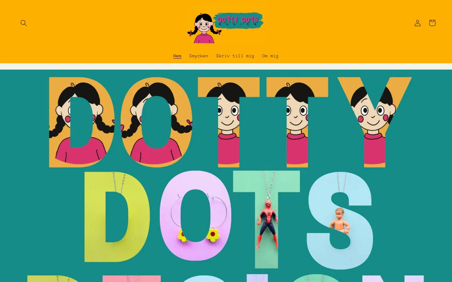 Skärmbild av Dotty Dots Designs hemsida